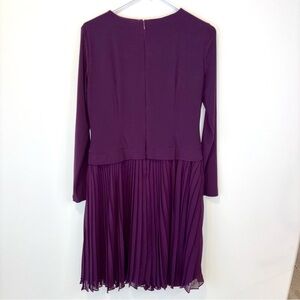 Adrianna Papell Midi long Sleeve Formal Dress Pleated Sheath Plum Purple Size 6